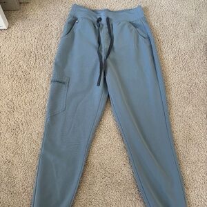 Figs Dusty Blue High Waisted Jogger Scrub Pants